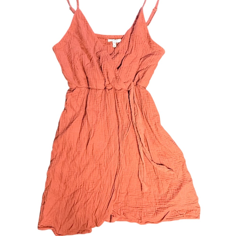 Maurices‎ XS Dress Sleeveless Casual Mini Coral Crinkle Gauze Lined